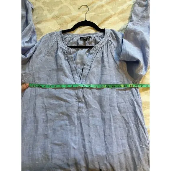 J.Crew Tall Cabana dress in linen blue women’s‎ medium tall - Picture 12 of 13